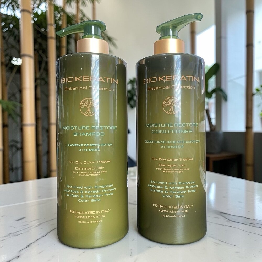 BIOKERATIN Botanical Collection Moisture Restore Color Safe Shampoo Conditioner